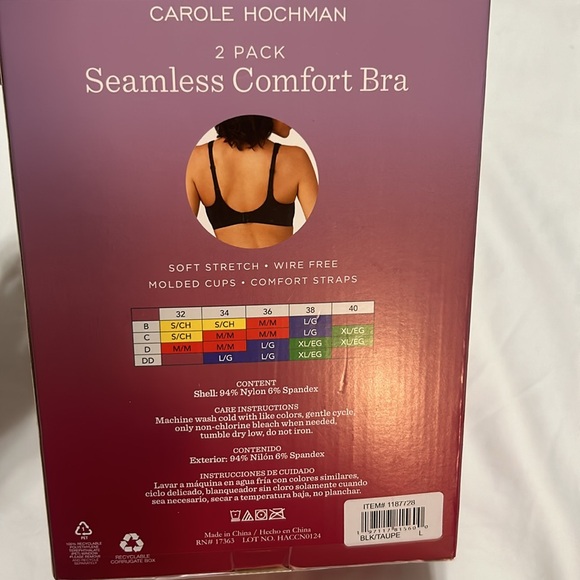 Carole Hochman seamless comfort bra 2 pack size L, XL NWT - Picture 2 of 5